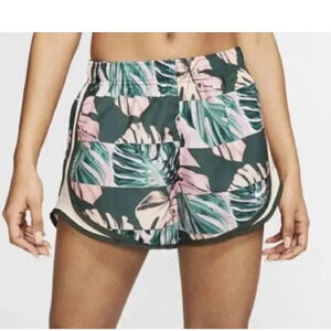 Nike Women's‎ Dri Fit Tempo Floral Printed Running Shorts Track Sz XS Green Pink